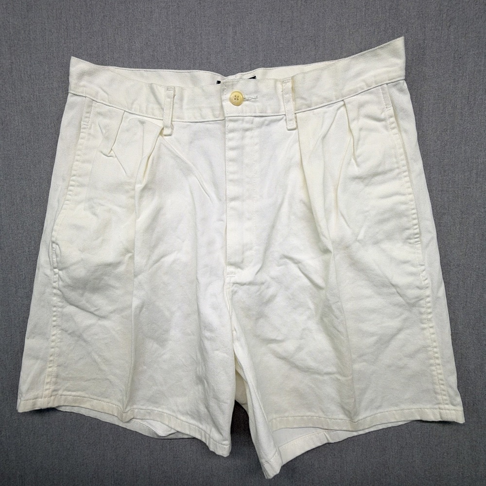 Vintage Polo Ralph Lauren Made In USA Double Pleated Chino Shorts Beige 30"